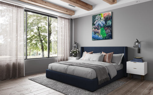 Tableau décoratif contemporain – Le Chemin Intérieur vert, tableau UNIQUE !