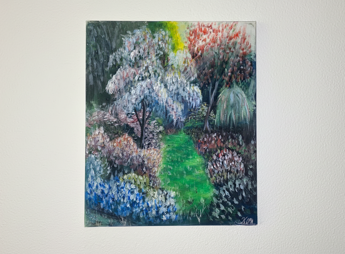 Tableau décoratif contemporain – Le Chemin Intérieur vert, tableau UNIQUE !