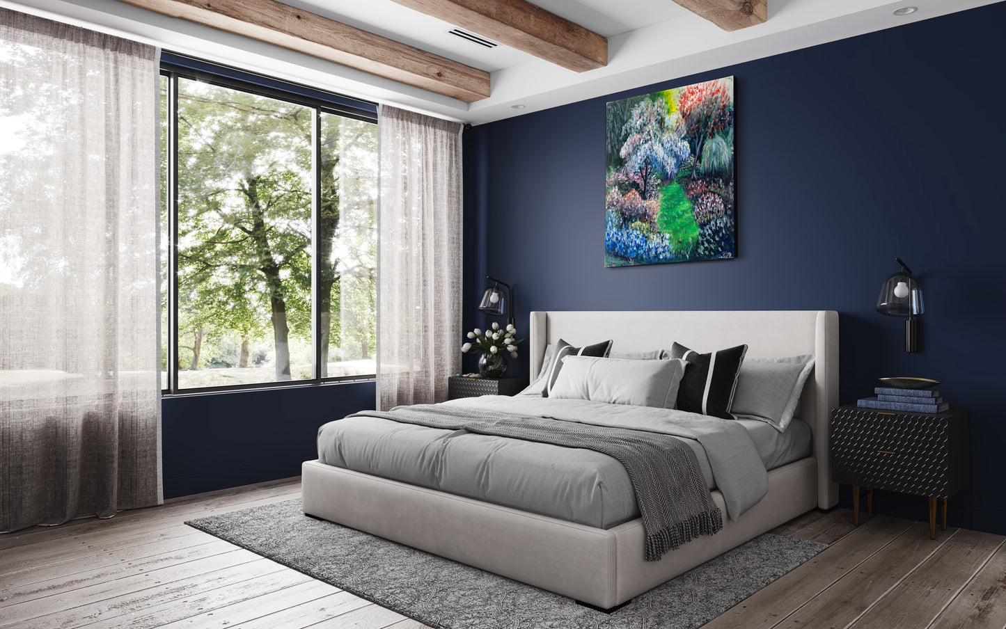 Tableau décoratif contemporain – Le Chemin Intérieur vert, tableau UNIQUE !